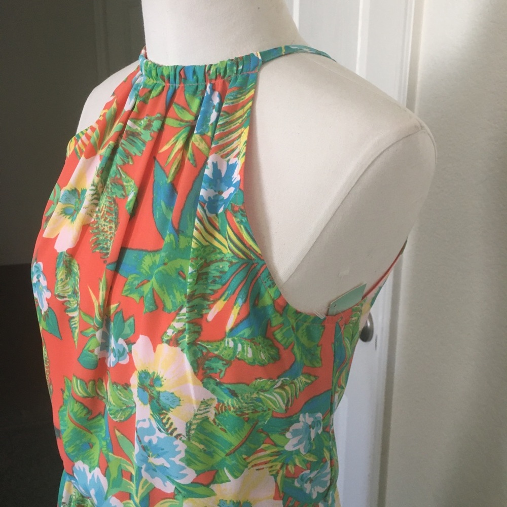 Decree Coral Tropical Front Slit Maxi Dress - Picture 5 of 10